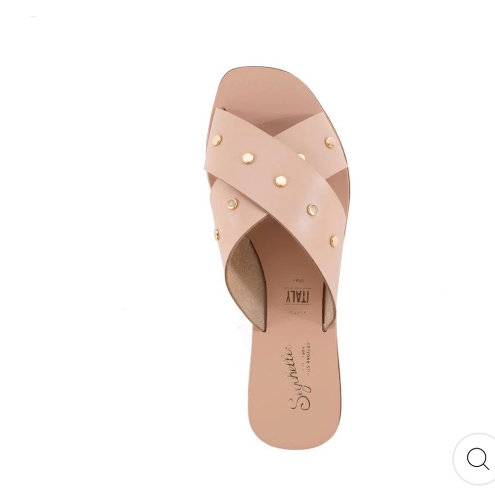 SEYCHELLES TOTAL RELAXATION STUD SANDAL IN VACCHETTA New 7.5